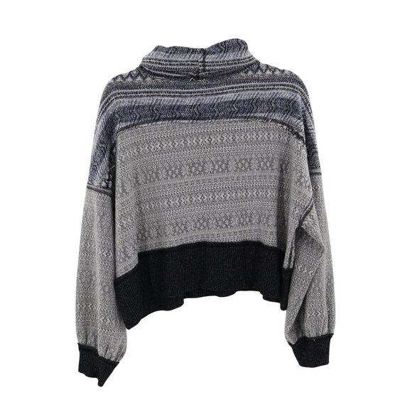 We The Free At The Lodge Fair Isle Sweater Womens S Gray Boho Casual Baggy Loose - Picture 2 of 16